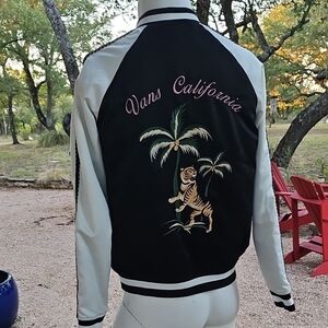 Vans Embroidered Tiger Palm Tree Satin Jacket Lge Skateboard "Vans California"